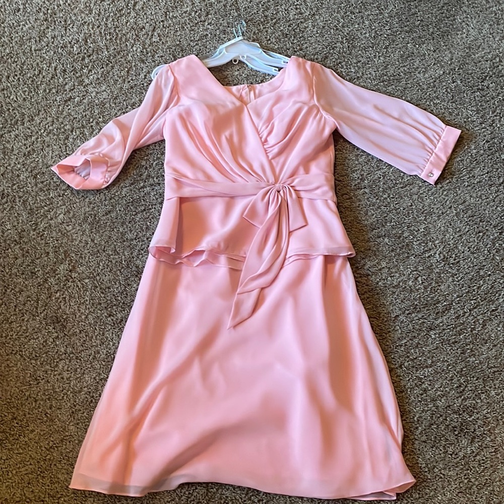 Alfred Angelo Pink Chiffon Two-Piece Dress with Tie Waist